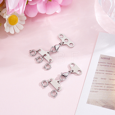 2Pcs 2 Styles Stainless Steel Necklace Layering Clasps FIND-BBC0005-10P-1