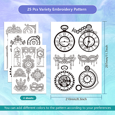 4 Sheets 11.6x8.2 Inch Stick and Stitch Embroidery Patterns DIY-WH0455-031-1