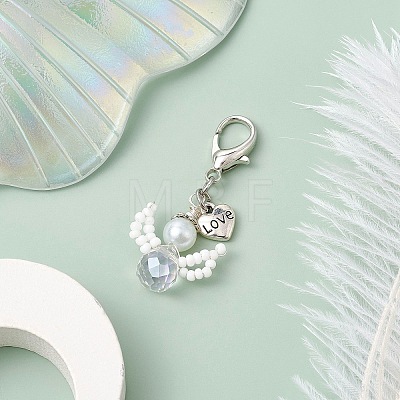 Angel Glass Seed Beads Pendant Decorations HJEW-MZ00109-1