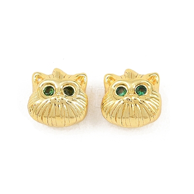 Brass Pave Cubic Zirconia Beads KK-A292-01G-1