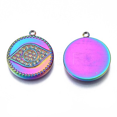 Rainbow Color 304 Stainless Steel Pendant Rhinestone Settings STAS-S119-093-1