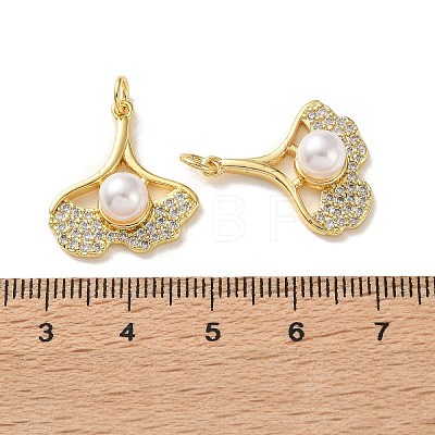 Brass Micro Pave Clear Cubic Zirconia Charms KK-P351-03A-G-1