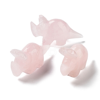 Natural Rose Quartz Carved Healing Rhinoceros Figurines DJEW-P016-01E-1