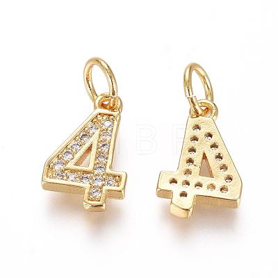 Brass Micro Pave Clear Cubic Zirconia Charms ZIRC-L092-04-G-1