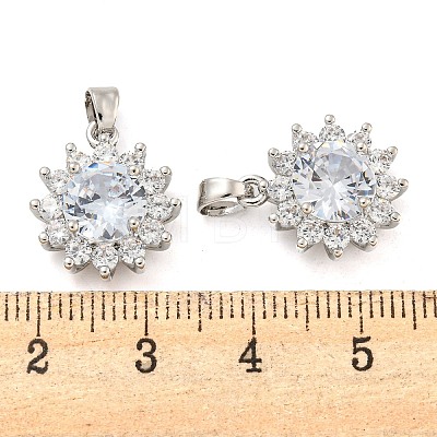 Brass Micro Pave Clear Cubic Zirconia Pendants FIND-Z044-10P-1