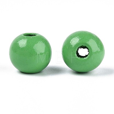 Spray Painted Round Natural Schima Wood Beads WOOD-A018-12mm-08-1