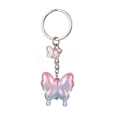 4Pcs Glass & Acrylic Butterfly Keychain KEYC-JKC00649-1