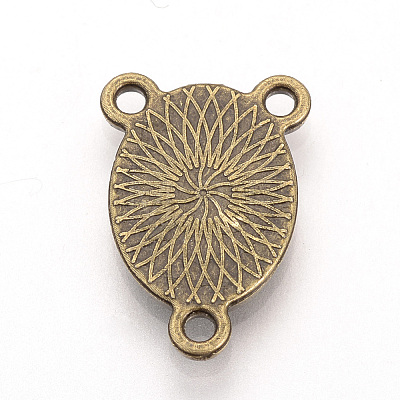 Tibetan Style Alloy Cabochon Connector Settings TIBE-T006-10x14-AB-FF-1