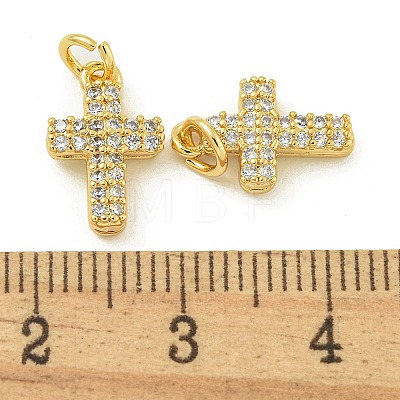 Rack Plating Brass Micro Pave Clear Cubic Zirconia Charms KK-Z067-23G-09-1