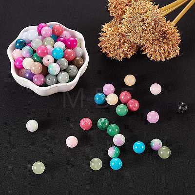 90Pcs 15 Style Dyed Natural White Jade Round Beads G-SZ0001-06-1