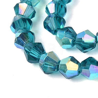 AB Color Plated Transparent Glass Beads Strands GLAA-G127-01-02I-1