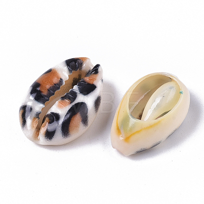 Printed Natural Cowrie Shell Beads SSHEL-R047-01-B03-1