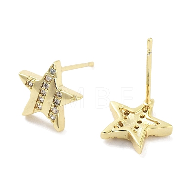 Brass Micro Pave Clear Cubic Zirconia Studs Earring for Women EJEW-S217-F01-1