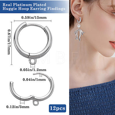 12Pcs Brass Flat Hoop Earring Findings KK-BBC0014-54-1