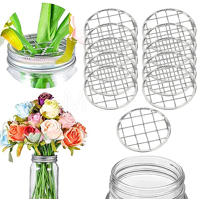 304 Stainless Steel Mason Jar Flower Frog Lid AJEW-WH0347-98A-1