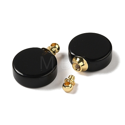 Natural Obsidian Perfume Bottle Pendants G-Z039-02G-06-1