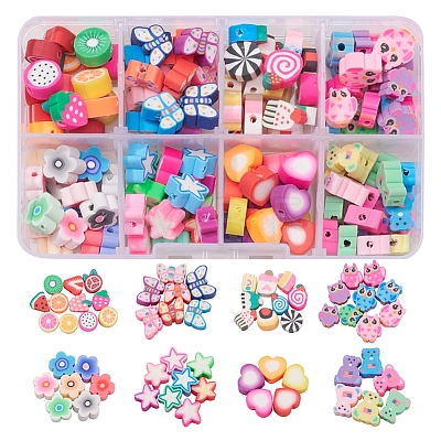 160Pcs 8 Style Handmade Polymer Clay Beads CLAY-YW0001-44-1