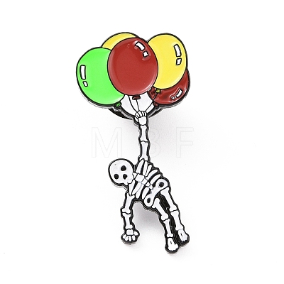 Skeleton with Balloon Enamel Pin JEWB-C015-03EB-1