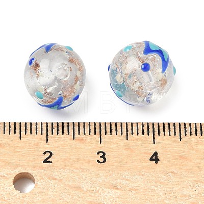 Luminous Handmade Enamel Gold Sand Glass Beads Strands LAMP-U004-08G-1