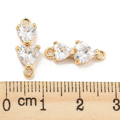 Brass Pave Clear Cubic Zirconia Connector Charms KK-Q789-07G-1