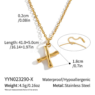 304 Stainless Steel Bamboo Initial Pendant Necklaces for Men Women WM4386-21-1