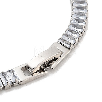 Brass Pave Clear Cubic Zirconia Rectangle Link Bracelets BJEW-YWC0002-11A-P-1
