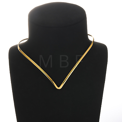 Stainless Steel V-shape Choker Necklace QQ6548-1