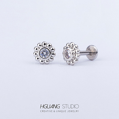 Titanium Steel Micro Pave Clear Cubic Zirconia Cartilage Earrings for Women Men WG126FA-01-1