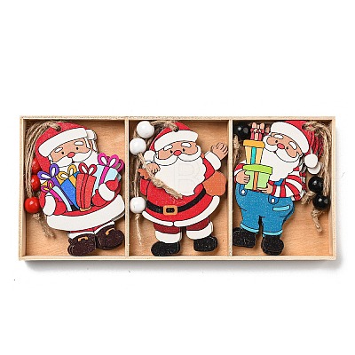 9Pcs 3 Styles Christmas Wood Pendant Decorations Set WOOD-U004-01A-1