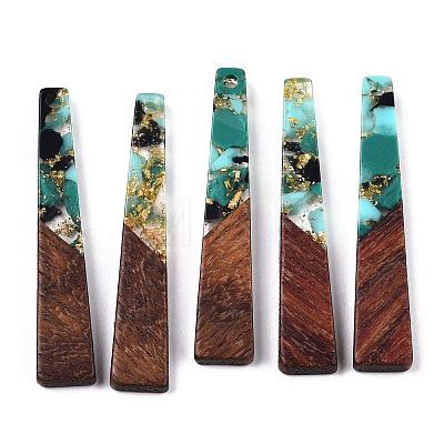 Transparent Resin & Walnut Wood Pendants RESI-N039-67D-1