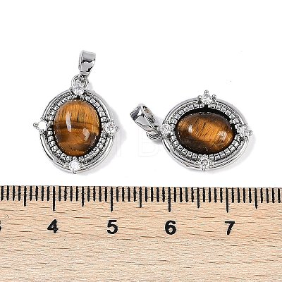 Natural Tiger Eye Oval Pendants KK-U043-44P-F-1