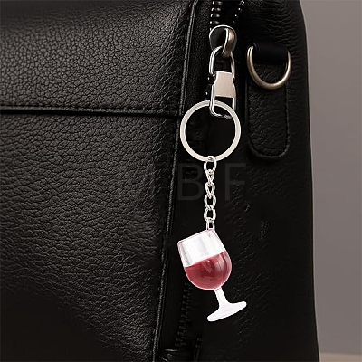 2Pcs 2 Colors Transparent Resin Drink Keychains KEYC-YW00240-1