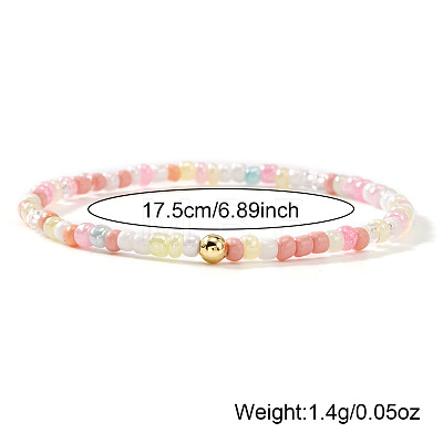Bohemian Glass Pearl & Brass Beaded Stretch Bracelets for Women ZZ9832-2-1