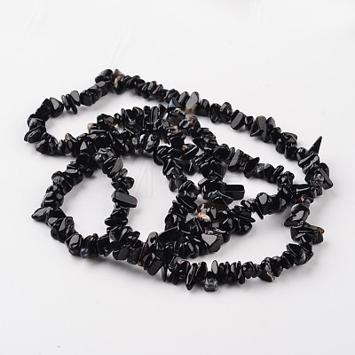 Nuggets Natural Black Agate Beads Strands G-M344-13-1