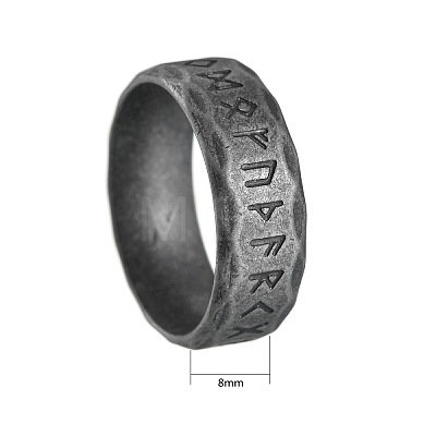 Viking Rune Titanium Steel Finger Rings for Men WGDF4AB-52-1