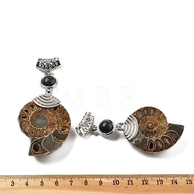 Synthetic Blue Goldstone Fossil Snail Pendants G-F062-09-1