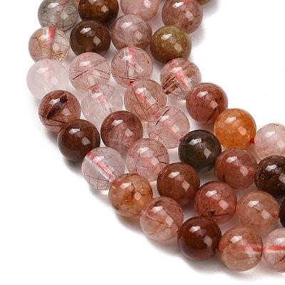 Natural Red Rutilated Quartz Beads Strands G-G300-A02-6mm-1