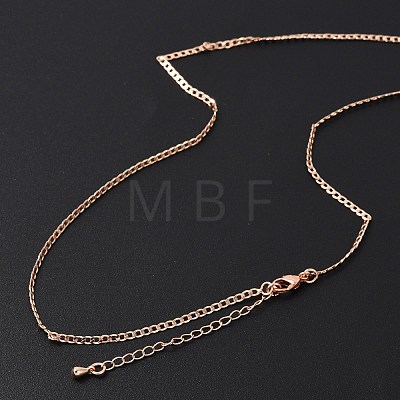 Brass Curb Chains Necklaces for Women NJEW-D302-39RG-1