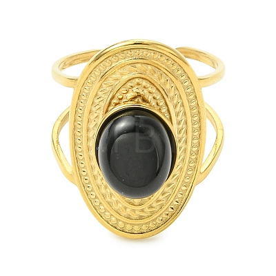 Natural Carnelian/Black Agate/Tiger Eye/Lapis Lazuli/Moss Agate Cuff Open Rings RJEW-JR01079-01-1