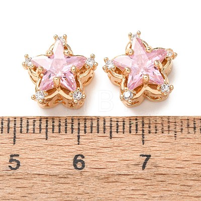 Brass Micro Pave Pink Cubic Zirconia Beads CU-CBAEC99-34G-01-1