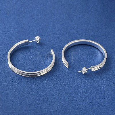 Rack Plating Iron Stud Half Hoop Earrings EJEW-M254-01S-1