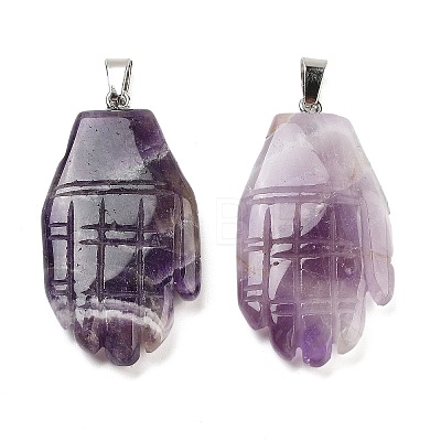 Natural Amethyst Carved Pendants G-K369-01P-06-1