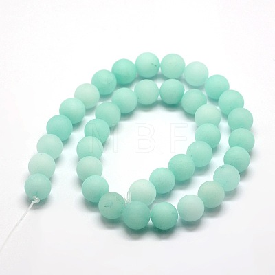 Frosted Natural Malaysia Jade Round Beads Strands G-E310-8mm-03-1