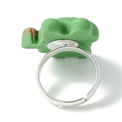 Frog Resin Finger Ring RJEW-JR00639-03-1