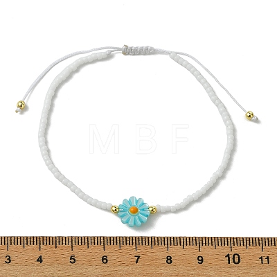Natural Freshwater Shell & Glass Seed Beaded Adjustable Brecelets BJEW-JB13766-1