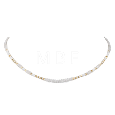 Bohemian Style Natural Rainbow Moonstone Beaded Necklaces NJEW-JN04658-01-1