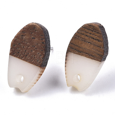 Opaque Resin & Walnut Wood Stud Earring Findings MAK-N032-010A-B04-1
