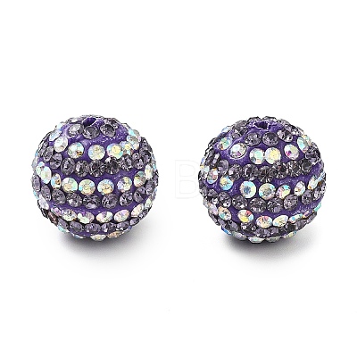Stripe Pattern Polymer Clay Rhinestone Beads CLAY-NH0001-01K-1