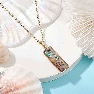 Natural Paua Shell Pendant Necklaces NJEW-JN05141-03-1