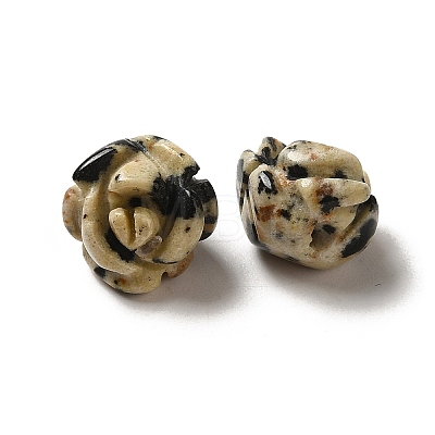 Natural Dalmatian Jasper Carved Flower Beads G-O156-B-27-1